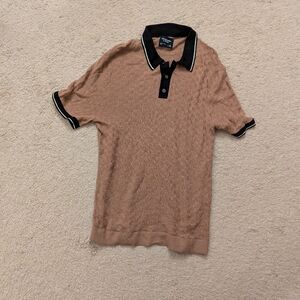 Abercrombie and Fitch knit polo in tan and black